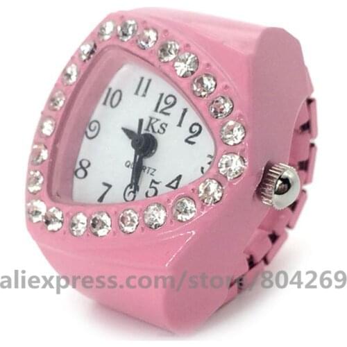 Hot Sale Dial Quartz Analog Watch Elastic Quartz Finger Ring Watch Fashion Lady Rhinestone Watches