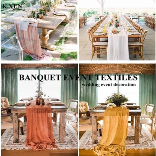 Rustic Gauze Table Runner Party Table Banner Personalize Tablecloth Runners For Wedding Event Party Decoration