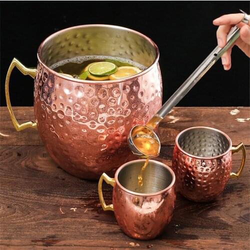550ml/18oz Copper Plated Moscow Mule Mugs 18/8 Stainless Steel Beer Cup Copper Travel Mug Creative Drinkware Coffee&Tea Mug
