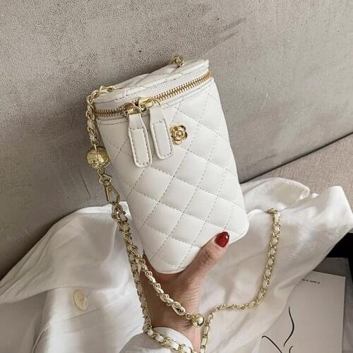 Lattice Mini Bucket bag Crossbody bag 2021 Spring New Quality PU Leather Womens Designer Handbag Chain Shoulder Messenger Bag