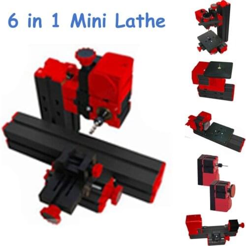 2 Sets Mini Lathe Machine 6 in 1 DIY Mini Micro Lathe Machine Tool 6 in 1, For Wood and Soft Metal