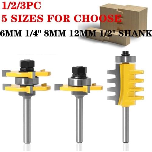 1-3pcs Tongue & Groove Router Bit Tool Set With A Finger Joint Glue Bit Solid Steel Woodworking Mill Bit