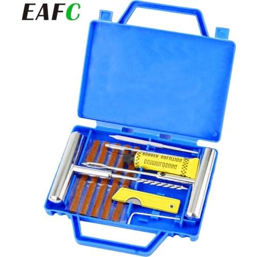 Car Tire Repair Kit with Box Tire Puncture Emergency Repair Tools Car Motorcycle Bicycle Tyre Repairing Tool Set Easy to Use