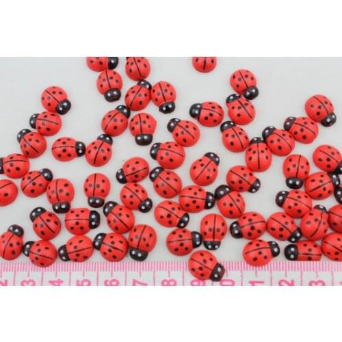 Set of 250 pcs of Cute Red ladybug wood Wooden Cabochons Charms diy size 15x10mm