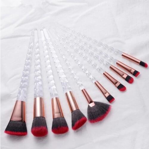 10pcs Unicorn Makeup Brushes Set Crystal Spiral Handle Foundation Blending Powder eyeshadow eyebrow Make Up Brush Cosmetic Tools