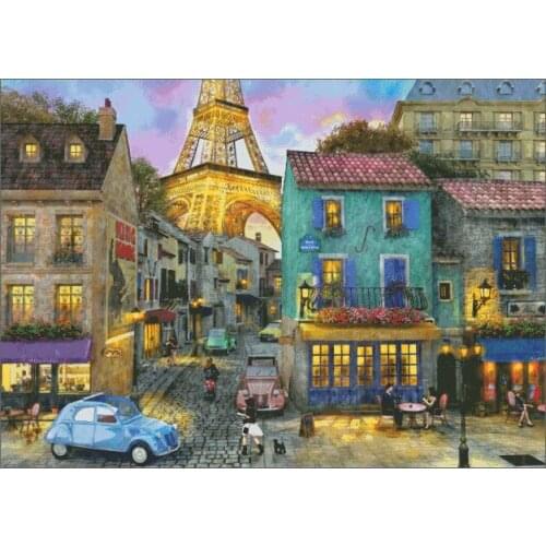 Paris Streets landscape Cross Stitch Kits Top Quality Embroidery Sewing kit Needlework DIY 14CT Unprinted Decor Handmade