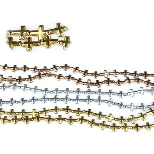 Natural Stone Hematite 8x10mm Colorful Plating Cross Beads New Fashion Jewelry Making DIY Necklace Bracelet Earrings Accessories