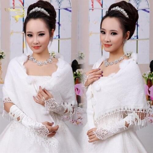 New Wedding Bolero Outerwear Wedding Accessories Urged Wrap Bride Formal Winter Cape Bride Fur Shawl Wedding Jacket Wrap OJ00172