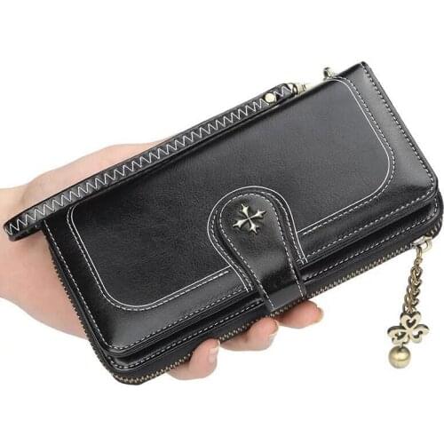 New Fashion 2019 Women Leather Purse Long Wallets Long Ladies Colorful Wallet Red Clutch 10 Card Holder Coin Bag Zip Wallet