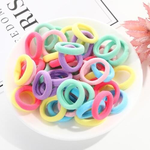 New 50PCS/lot Colorful Scrunchie Girl Headdress Women Hair Accessories Ornament Ponytail Elastic Rubber Nylon Hairband Hair Rope