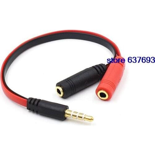 3.5mm Jack 1 to 2 Microphone and Audio Jack Female Plugs Cable Connector