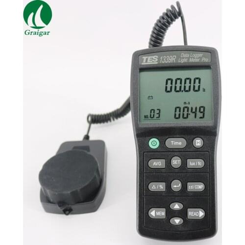 Portable TES-1339R Data logger Light Meter with CD Software and RS232 Cable