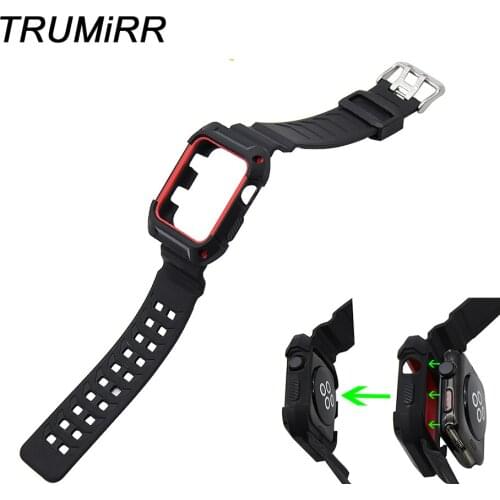 Rubber Protective Frame / Case with Adjustable Strap for 38mm 42mm iWatch Apple Watch Sport Edition Wrist Band Bracelet + Cover