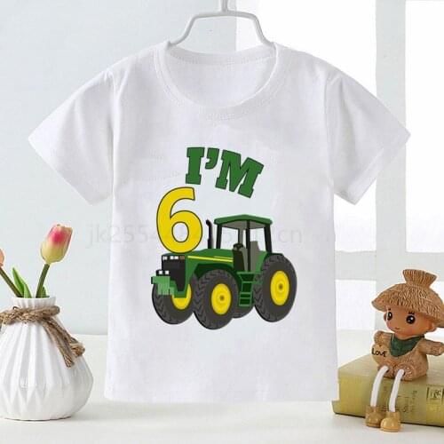 Boy Car Birthday Number Print T Shirt Excavator Children Birthday Boy T-shirts Boy&Girl Funny Gift Tshirt Present Boys Clothes