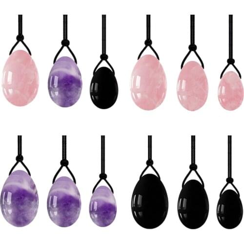 Rose Quartz Yoni Egg Jade Ball Massage Wand Set Natural Stone Women Kegel Exercise Jade Egg Vaginal Tightening Massage Ball HOT