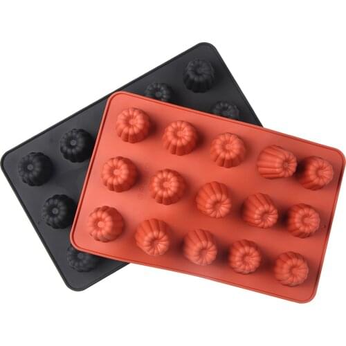 Silicone Cannele Mold 15 Cups French Custard Coffee Cake Mould Bordelais Silicon Candy Maker Muffin Jelly Cake Pan Baking tools