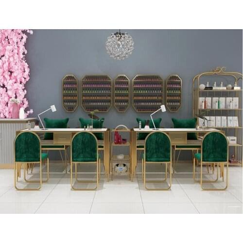 Table and chair set single and double ins net red wrought iron double Nordic simple multifunctional manicure workbench