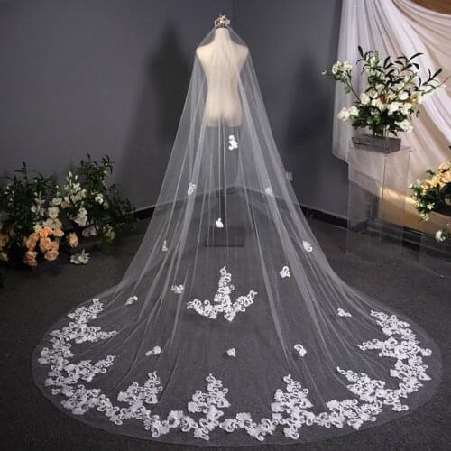 Bridal veils wedding Applique Edge One-Layer cathedral wedding veil 300*380