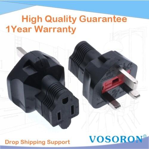 UK to USA Adapter, Hong Kong 3Pin Male to Nema 5-15R AC Converter, British Malaysia Male to 5-15R Female Adapter for Traveling