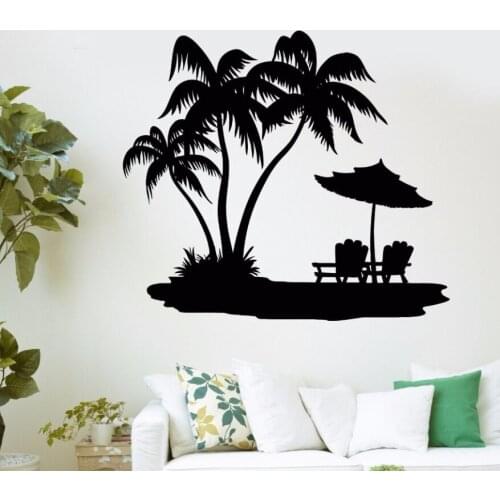 Vinyl Stickers Palm Beach Recreation Relax Wall Decals Removable Beachside Vinyl Wall Sticker Home Decoration Art Mural AY506