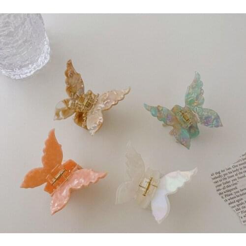 Acetate Resin Hair Claw Sweet Fairy Butterfly Hairpin Clip Gradient Tie-Dye Colored Styling Tools Barrettes for Women Girls