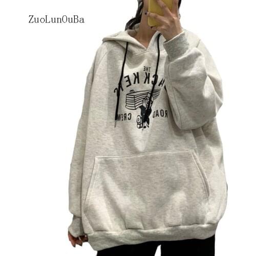 2020 Autumn New Plus Velvet Thick Women Hoodie Loose Casual Fashion Letter Printing Comfortable Warm Commuter Ladies Sweatshirt