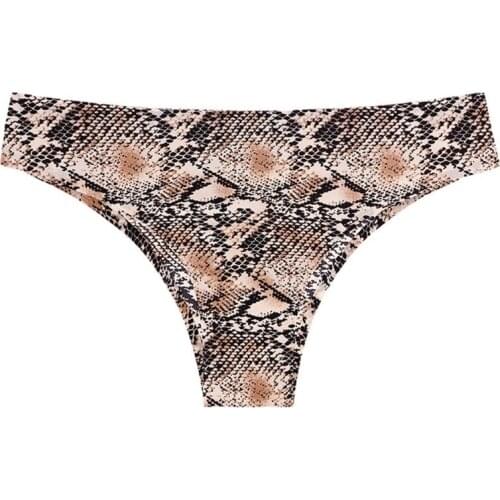 2020 Women Ice Silk Cooling Panties Leopard Snakeskin Printed Low Rise Seamless Briefs Ultra-Thin Cotton Underwear Thongs