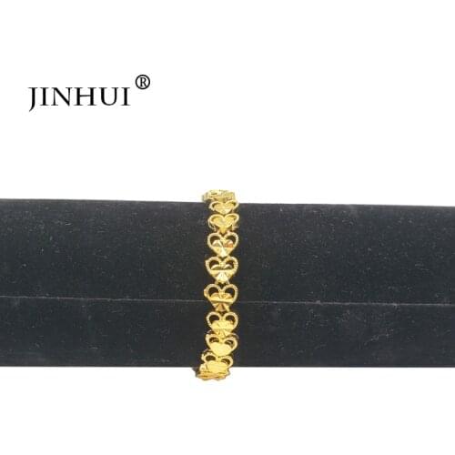 Jin Hui Fashion Ethiopia Gold color heart-shaped Bracelet Women Party Ornament Luxury wedding Gifts Friends Dubai Bangle Jewelry