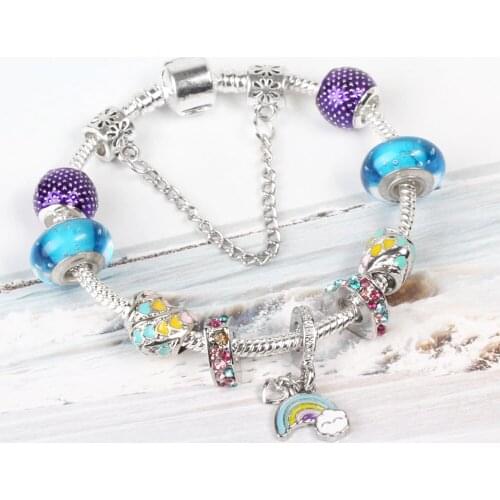 ZKCEENIER Rainbow of love Charms P Bracelet & Bangles for Women European Beads Fine Bracelet Wholesale Fashion Jewelry