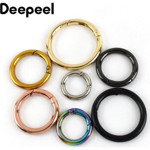 10pcs 12/17/19/25/32mm Rainbow Spring Metal O Ring Buckle Carabiner Snap Clip Keychain Clasp DIY Clothes Bags Accessories BF045