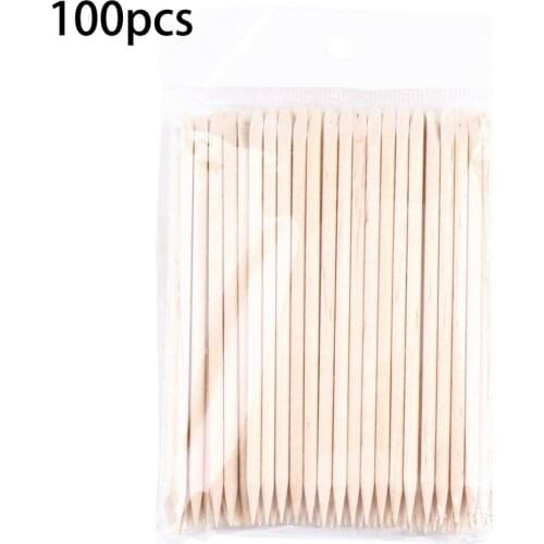 100Pcs Nail Beauty Orange Wood Stick Cuticle Pusher Remover Spade Shape Manicure Nails Toolc Nail Care Double Sided Stick