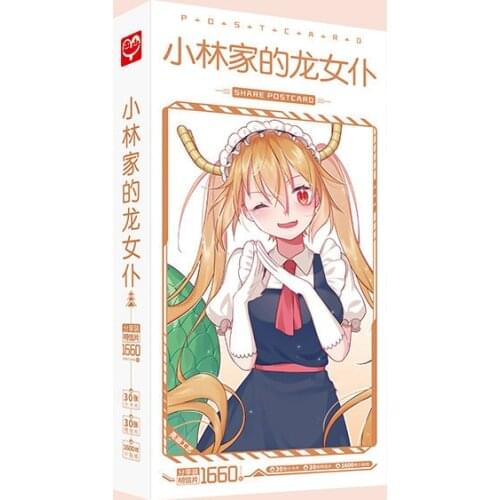 1660pcs/Box Miss Kobayashis Dragon Maid Postcards Anime Post Card Message Card Gift Card