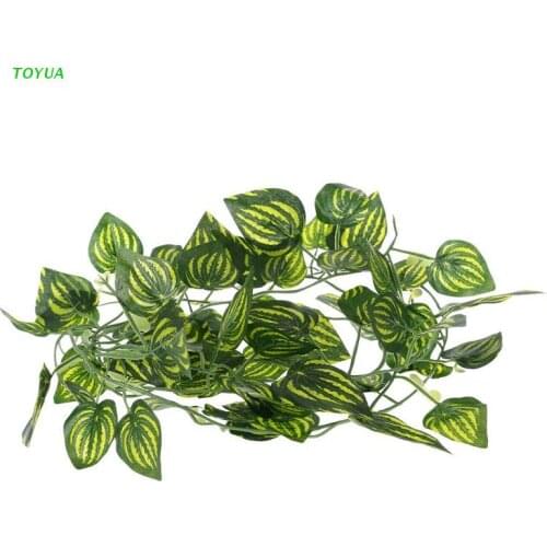 1XCC Artificial Watermelon Vine Reptile Lizards Terrarium Climb Decoration Fake Plants Leaves