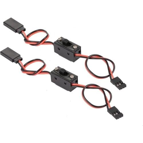 2Pcs Receiver Extra Channel Extended Cable with Power Switch for Bumper 1/10 1/8 Rc 4Wd Traxxas TRX4 Axial Scx10 RC Car Drone Ai