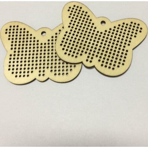 20pcs blank butterfly cross stitch pendant wood needlecraft necklace or earrings