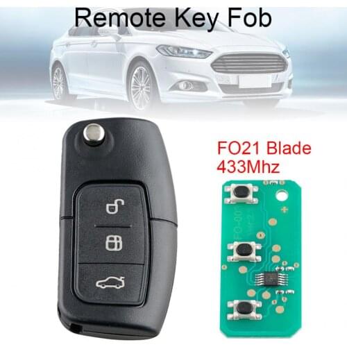 433Mhz 3 Buttons Remote Car key with FO21 Blade Fit for Ford Monde