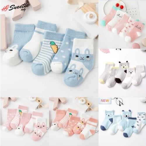 5 Pairs/lot Spring Autumn Cartoon Bunny Animal Soft Cotton Knit Baby Socks Kids Boy Newborn Baby Girl Boys Socks for 0-6Yrs