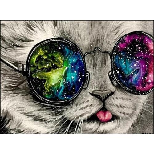 5D Diy Diamond Painting Animals Sunglasses Cat Full Square Rhinestone Mosaic Cross Stitch Resin Diamant Painting Embroidery Art