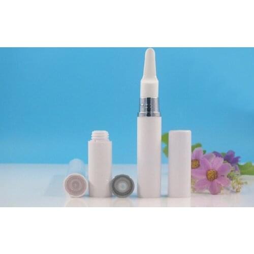 10ML white Plastic Airless Bottle silver Long Press Pump white lid Lotion/Emulsion/Eye Serum/Essence Skin Care Cosmetic Packing