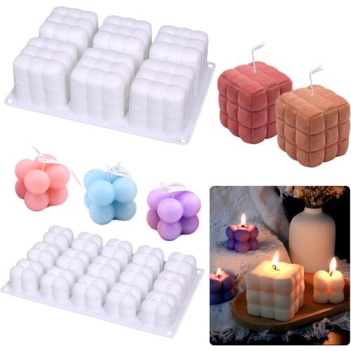 15/6 Cavitys Rubiks Cube Candles Aromatherapy Silicone Mould Mousse Cake Molds 3D Chocolate Hand-made Soap Tool Food Grade