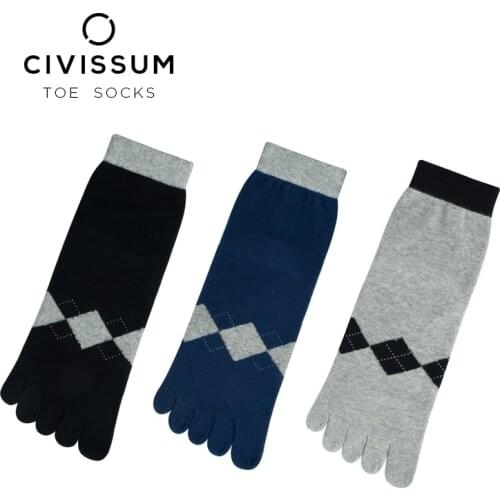 CIVISSUM 3pairs Men Cotton Socks Diamond Lattice CS-0031