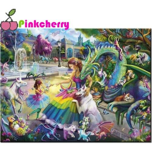 Fantasy Animal Fairy Dragon Manor 5D DIY Quality Full Diamond Painting Embroidery Cross Stitch Art Kits Winter Home Decor k1093
