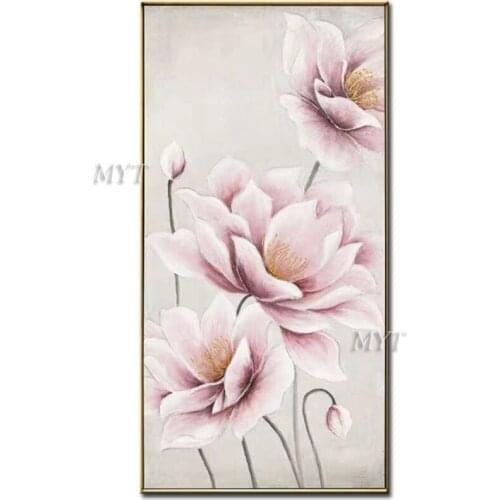 Three Flowers In Bloom And Two In Bud Abstract Beautiful Oil Painting On Canvas Wall Art Home Decor Picture 100% Handpainted