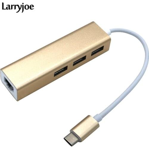 Larryjoe Thunderbolt 3 Ethernet RJ45 USB 3.0 HUB usb3.1 type-c USBc to 3 Port usb Gigabit LAN Adapter For apple new Macbook pro