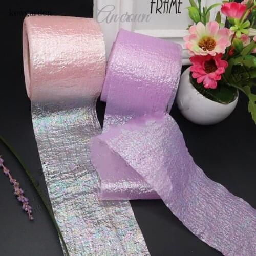 6cm Oil Bright Snow Seersucker Lace Gauze Laser Ribbons DIY Flower Bowknot Accessories Handmade Tape Wholesale 25 Yards
