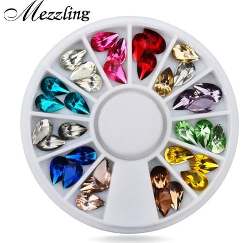 Hot Drop Water Nail Art Decoration Rhinestones 5X8mm 3d Glitter Charm Nail Gem Stones Wheel DIY Nail Jewelry Accessories