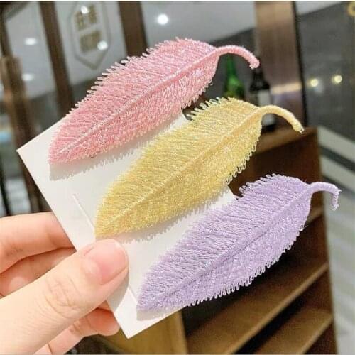 Fashion Women Girls Leaf Feather Embroidery Hair Clip Girls Vintage Hairpin Princess Hair Barrette Accessories Hairpins