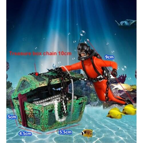 Marine Aquarium Decoration Treasure Hunt Theme Frogman Diving Treasure Hunt Model FIsh Tank Aquarium Decoration Shelter Suppy