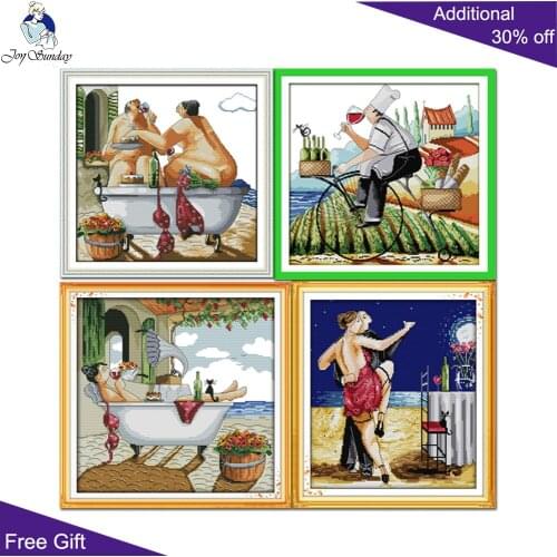 Joy Sunday Enjoy Life Needlework R748(1)R749(2)R750(3)RA095 Enjoy Life Tango Home Decor Embroidery DIY Cross Stitch kits