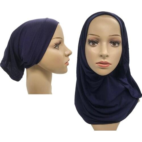 1 set NEW Islamic inner Caps and hijab set Modal Bonnet Neck Cover Muslim Headscarf set Women Hijab Stretch Cap and Scarfs set